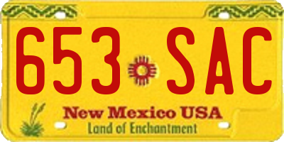 NM license plate 653SAC