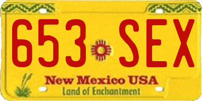NM license plate 653SEX