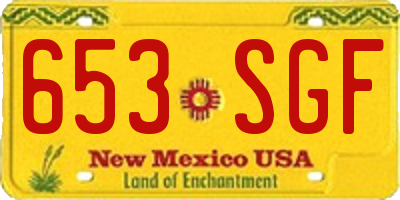 NM license plate 653SGF
