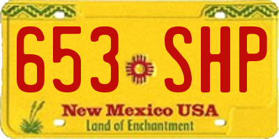NM license plate 653SHP