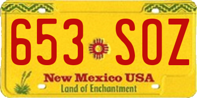 NM license plate 653SOZ