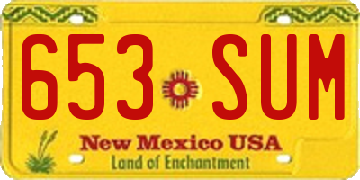 NM license plate 653SUM
