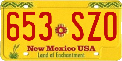NM license plate 653SZO