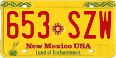 NM license plate 653SZW