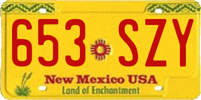 NM license plate 653SZY