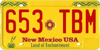 NM license plate 653TBM