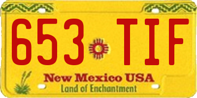 NM license plate 653TIF