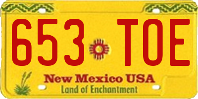 NM license plate 653TOE