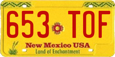 NM license plate 653TOF