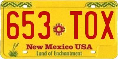 NM license plate 653TOX