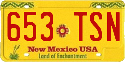 NM license plate 653TSN