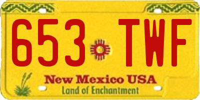 NM license plate 653TWF