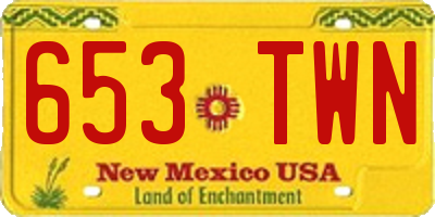 NM license plate 653TWN