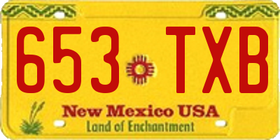 NM license plate 653TXB
