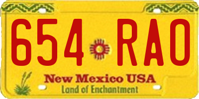 NM license plate 654RAO