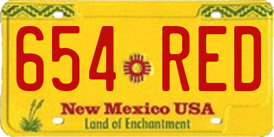 NM license plate 654RED