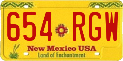 NM license plate 654RGW