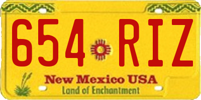 NM license plate 654RIZ