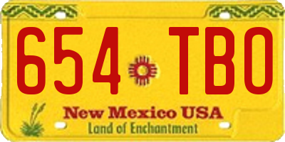 NM license plate 654TBO