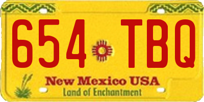 NM license plate 654TBQ