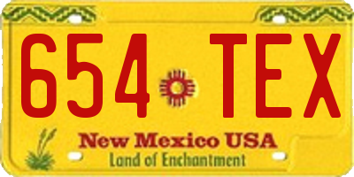 NM license plate 654TEX