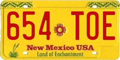 NM license plate 654TOE