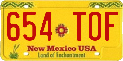NM license plate 654TOF