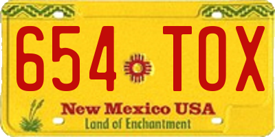 NM license plate 654TOX