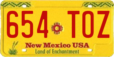 NM license plate 654TOZ