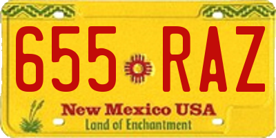 NM license plate 655RAZ