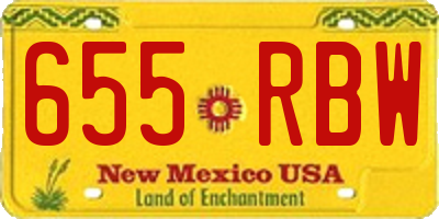 NM license plate 655RBW