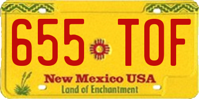NM license plate 655TOF