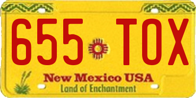 NM license plate 655TOX