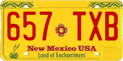 NM license plate 657TXB