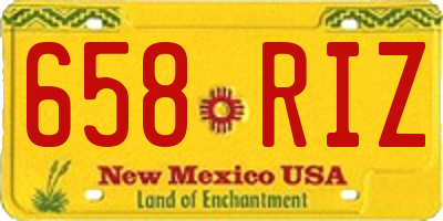 NM license plate 658RIZ