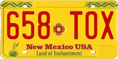 NM license plate 658TOX