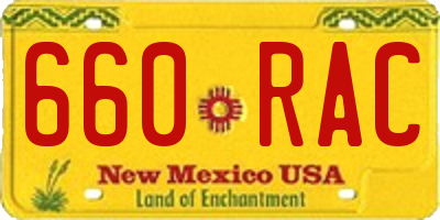 NM license plate 660RAC