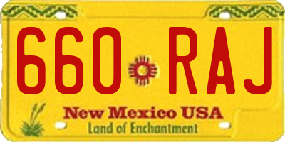 NM license plate 660RAJ