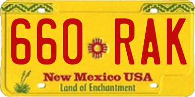NM license plate 660RAK