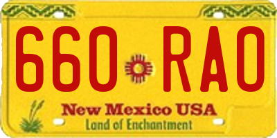 NM license plate 660RAO