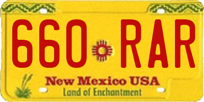 NM license plate 660RAR