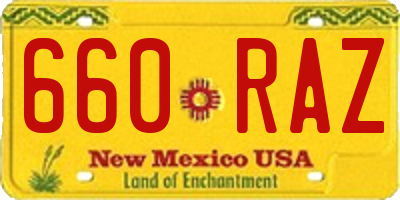 NM license plate 660RAZ
