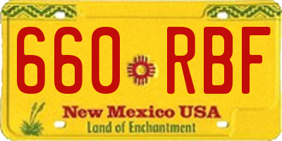 NM license plate 660RBF