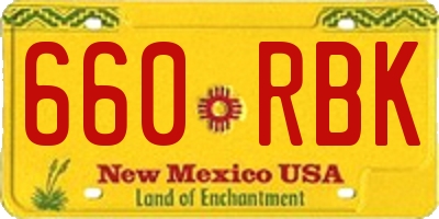 NM license plate 660RBK