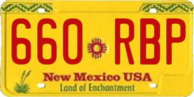 NM license plate 660RBP