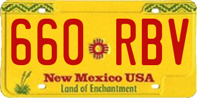 NM license plate 660RBV