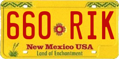 NM license plate 660RIK