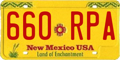 NM license plate 660RPA