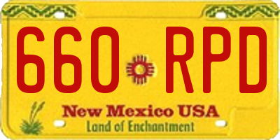 NM license plate 660RPD