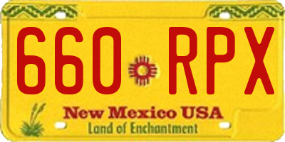 NM license plate 660RPX